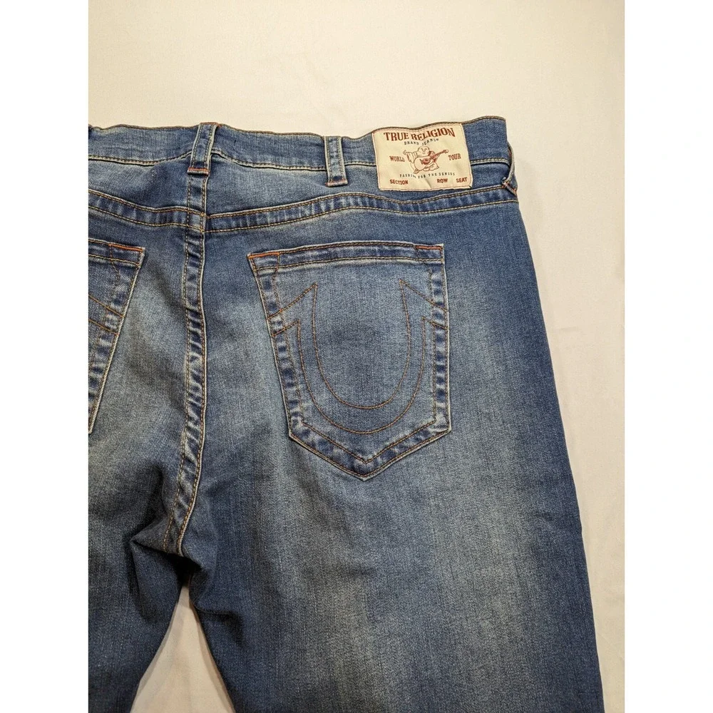 True Religion Jeans Mens 44x30 Blue Denim Rocco Relaxed‎ Skinny Flex Comfort